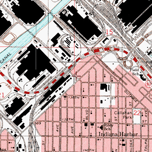 Topographic Map of City of East Chicago, IN