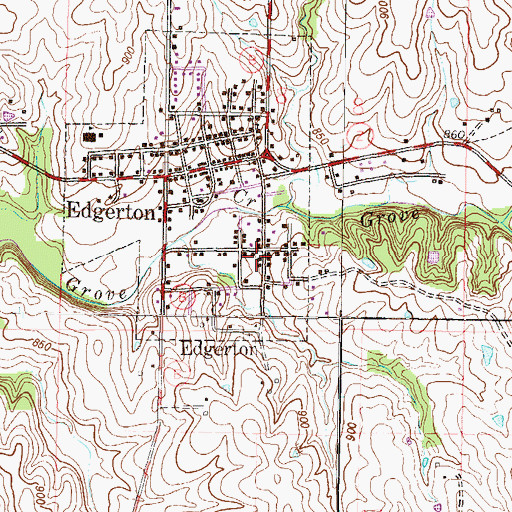 Topographic Map of City of Edgerton, MO