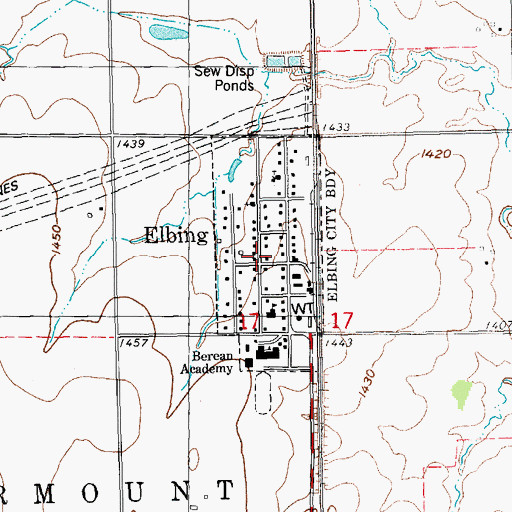 Topographic Map of City of Elbing, KS