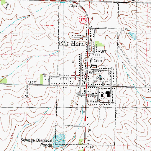 Topographic Map of City of Elk Horn, IA