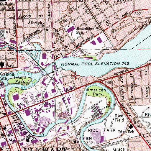 Topographic Map of City of Elkhart, IN
