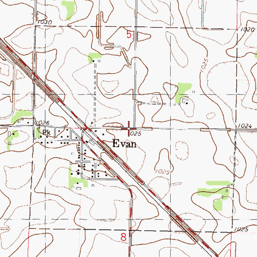 Topographic Map of City of Evan, MN