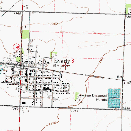 Topographic Map of City of Everly, IA