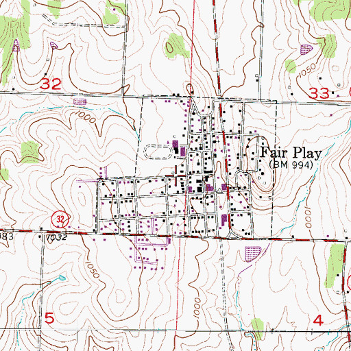 Topographic Map of City of Fair Play, MO