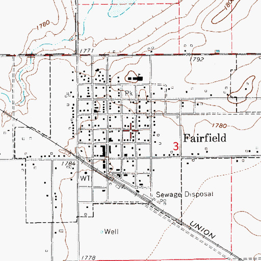 Topographic Map of City of Fairfield, NE
