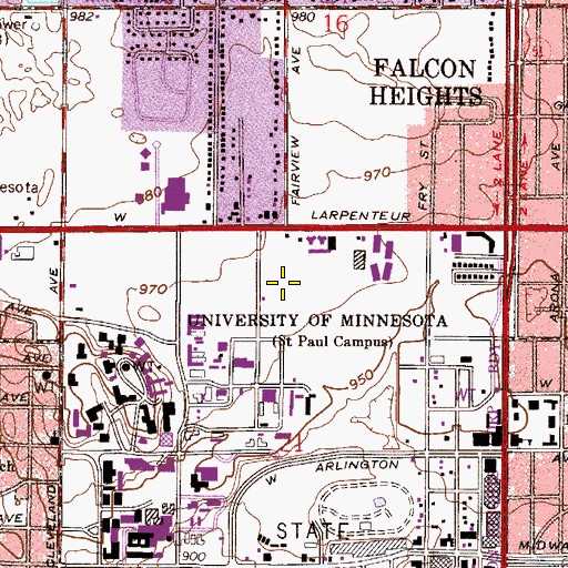 Topographic Map of City of Falcon Heights, MN
