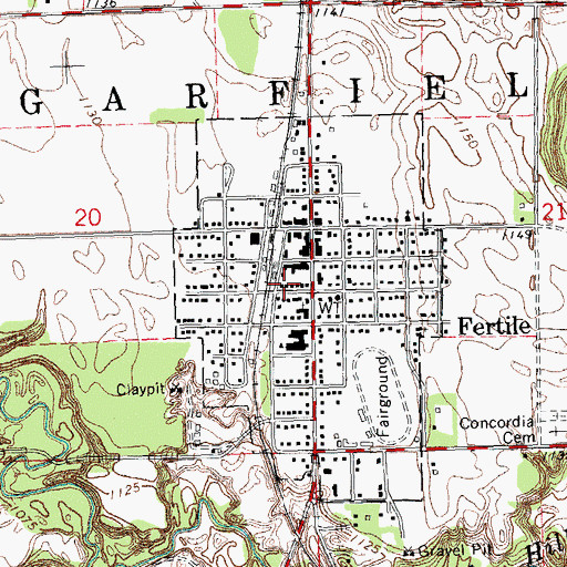 Topographic Map of City of Fertile, MN