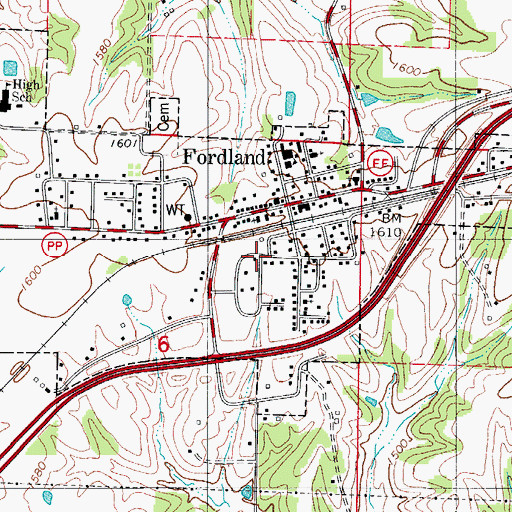 Topographic Map of City of Fordland, MO
