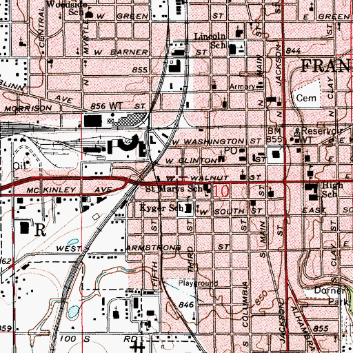 Topographic Map of City of Frankfort, IN