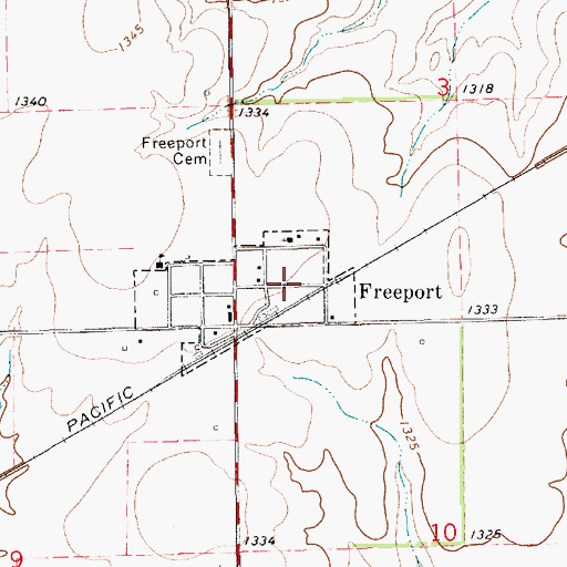 Topographic Map of City of Freeport, KS