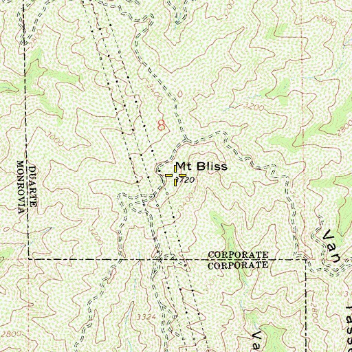 Topographic Map of Mount Bliss, CA