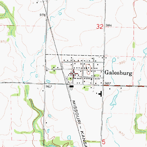 Topographic Map of City of Galesburg, KS