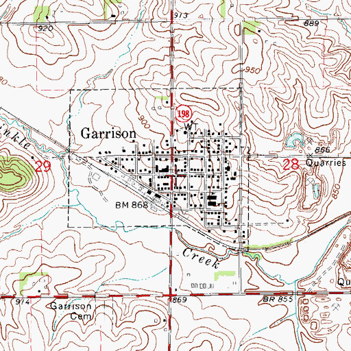 Topographic Map of City of Garrison, IA