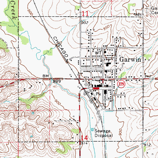 Topographic Map of City of Garwin, IA
