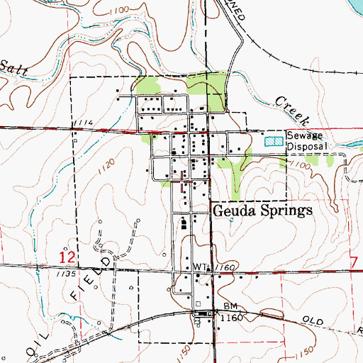 Topographic Map of City of Geuda Springs, KS