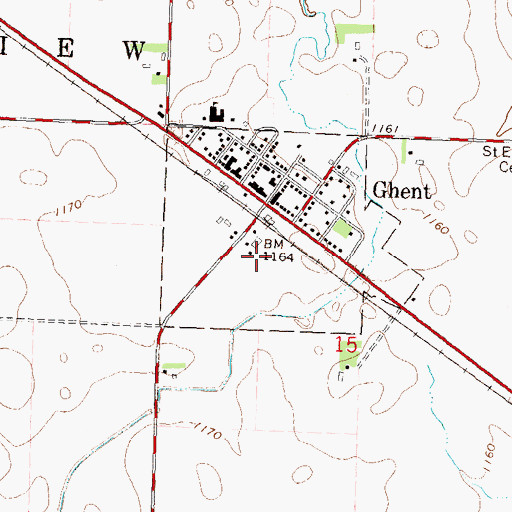 Topographic Map of City of Ghent, MN