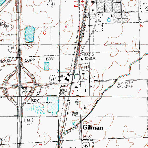 Topographic Map of City of Gilman, IL