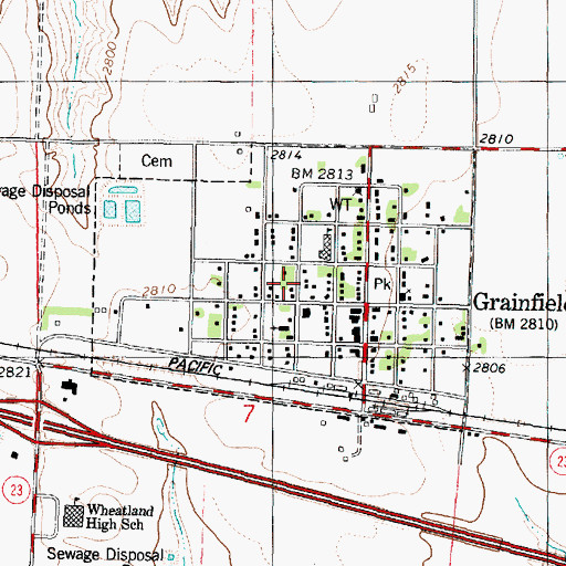 Topographic Map of City of Grainfield, KS