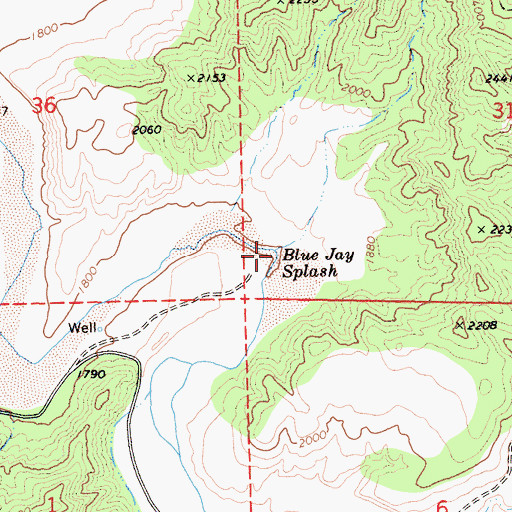 Topographic Map of Blue Jay Splash, CA
