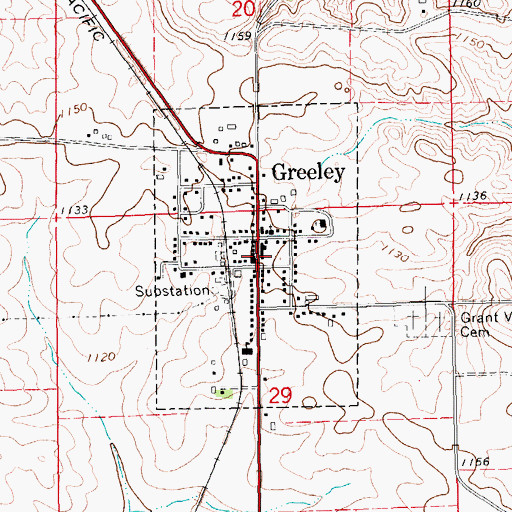 Topographic Map of City of Greeley, IA