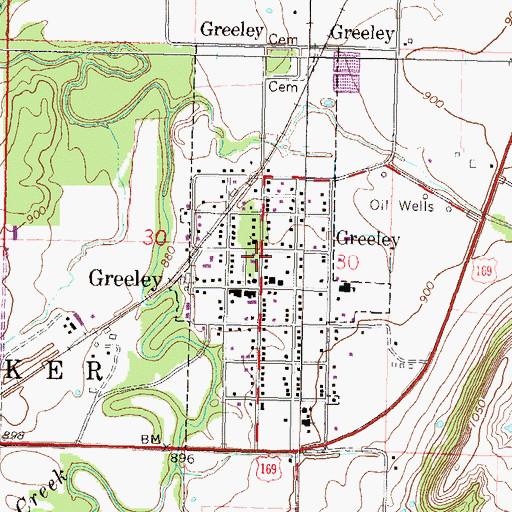 Topographic Map of City of Greeley, KS