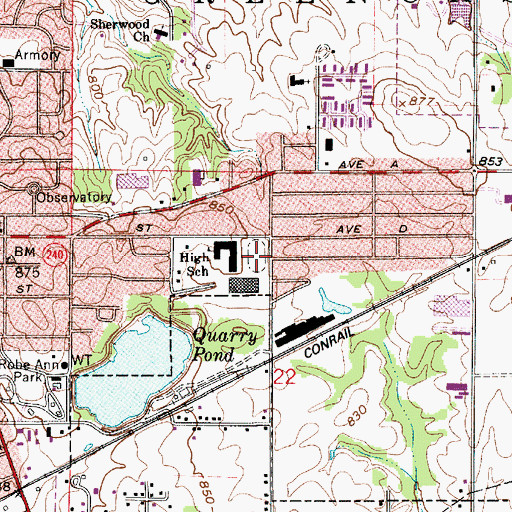 Topographic Map of City of Greencastle, IN