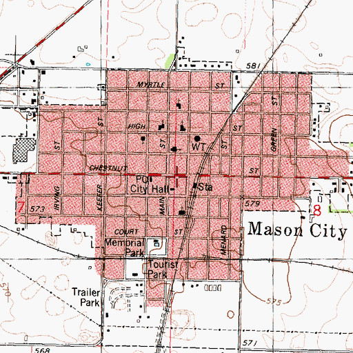 Topographic Map of City of Mason City, IL