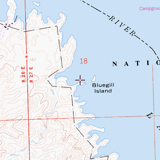 Topographic Map of Bluegill Island, CA