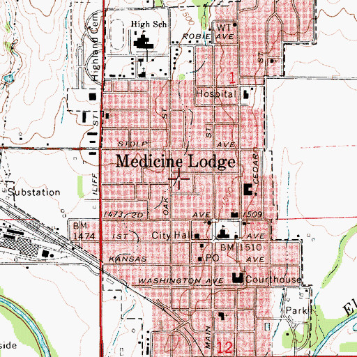 Topographic Map of City of Medicine Lodge, KS