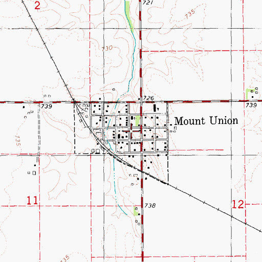 Topographic Map of City of Mount Union (historical), IA