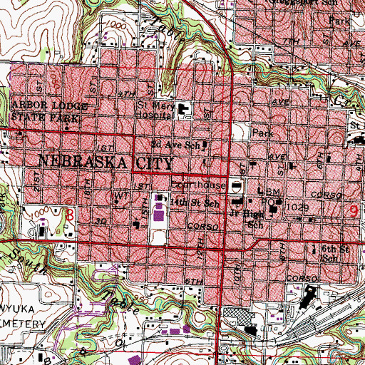 Topographic Map of City of Nebraska City, NE