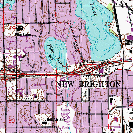 Topographic Map of City of New Brighton, MN