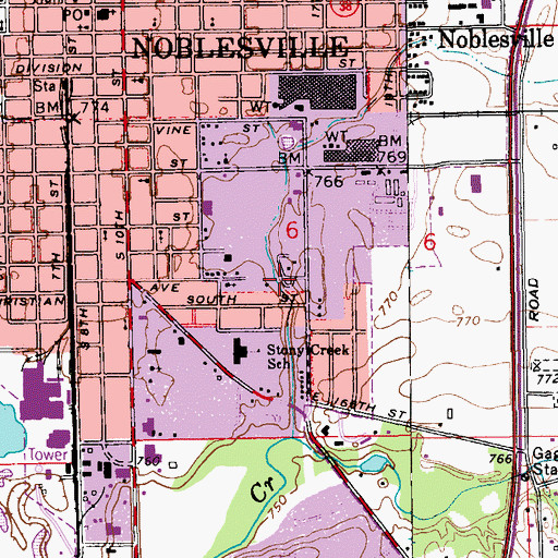 Topographic Map of City of Noblesville, IN