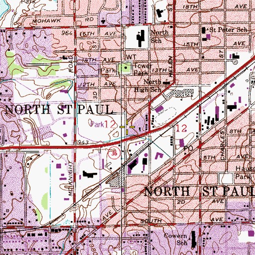 Topographic Map of City of North Saint Paul, MN