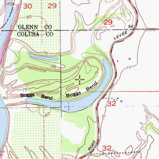 Topographic Map of Boggs Bend, CA