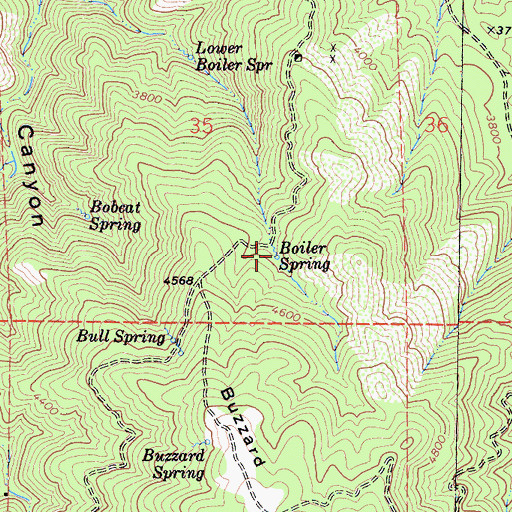 Topographic Map of Boiler Spring, CA