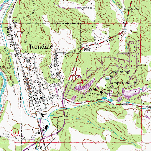 Topographic Map of City of Irondale, MO