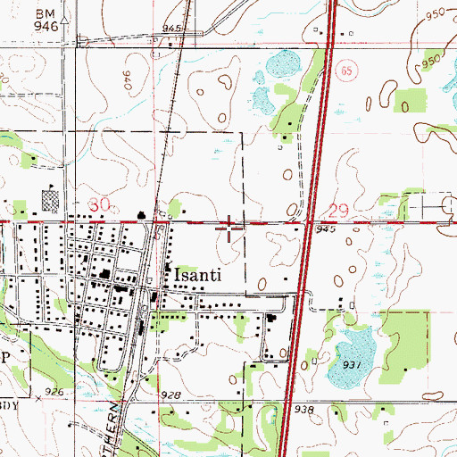 Topographic Map of City of Isanti, MN