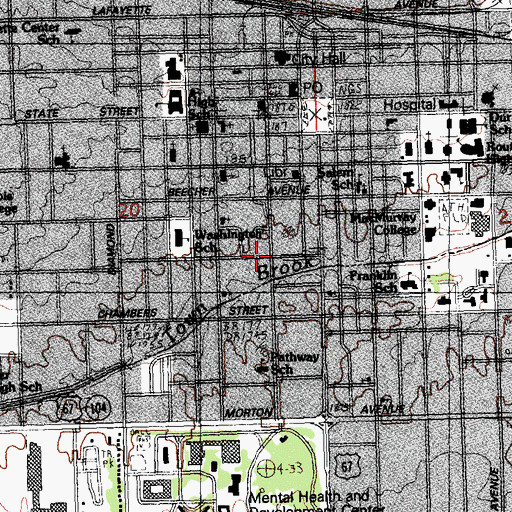 Topographic Map of City of Jacksonville, IL