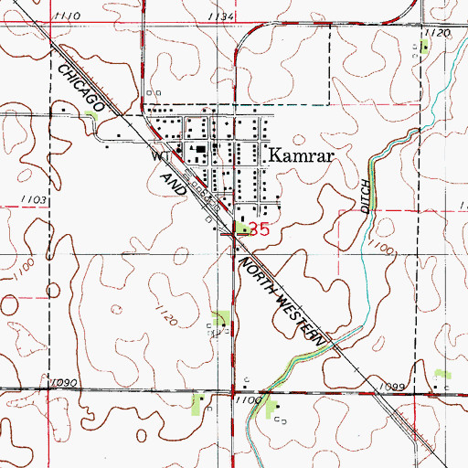 Topographic Map of City of Kamrar, IA