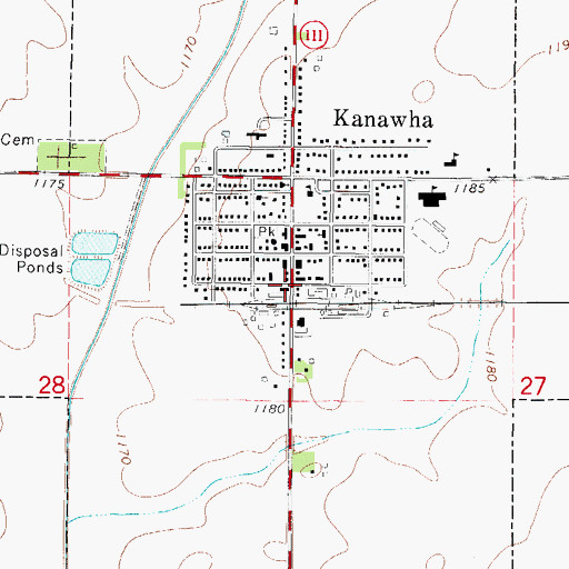Topographic Map of City of Kanawha, IA