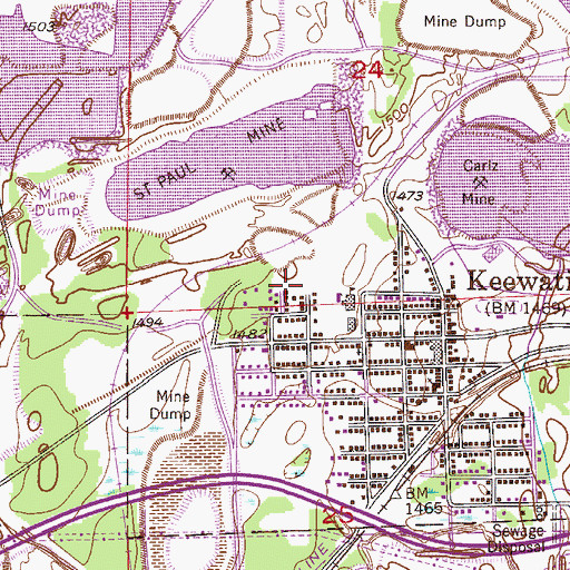 Topographic Map of City of Keewatin, MN