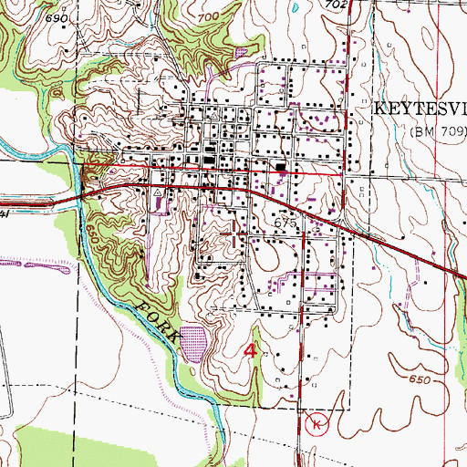 Topographic Map of City of Keytesville, MO