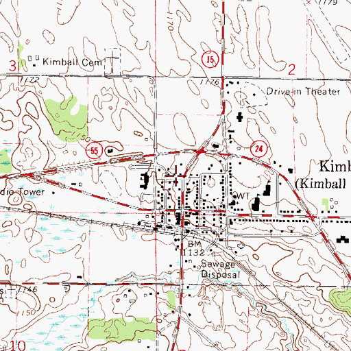 Topographic Map of City of Kimball, MN