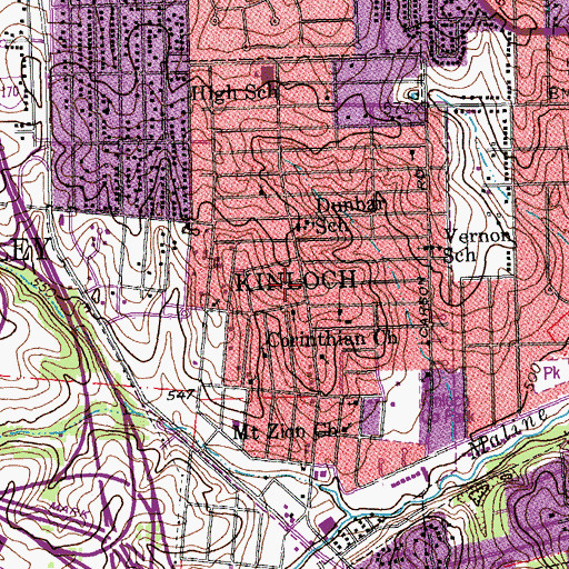 Topographic Map of City of Kinloch, MO