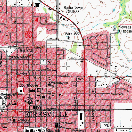 Topographic Map of City of Kirksville, MO