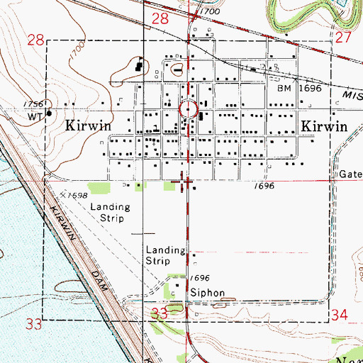 Topographic Map of City of Kirwin, KS