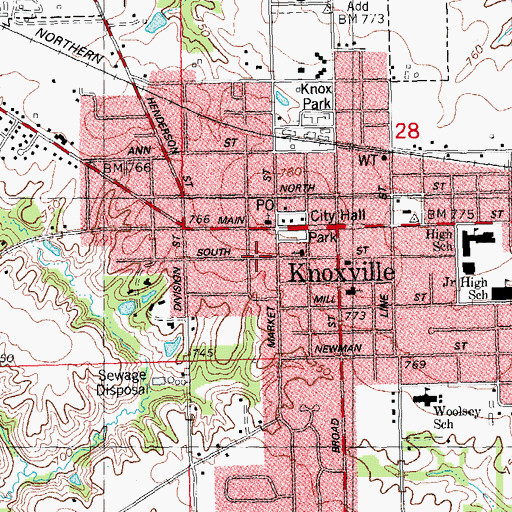 Topographic Map of City of Knoxville, IL