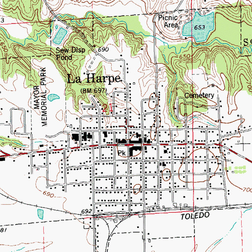 Topographic Map of City of La Harpe, IL