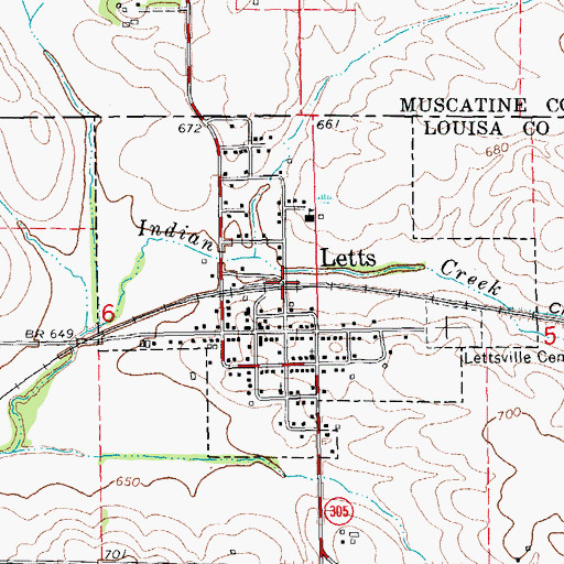 Topographic Map of City of Letts, IA